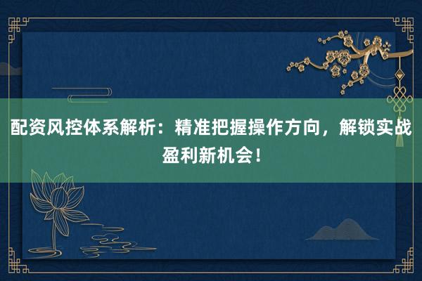 配资风控体系解析：精准把握操作方向，解锁实战盈利新机会！