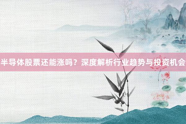 半导体股票还能涨吗？深度解析行业趋势与投资机会