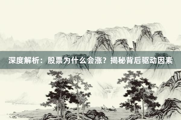 深度解析：股票为什么会涨？揭秘背后驱动因素