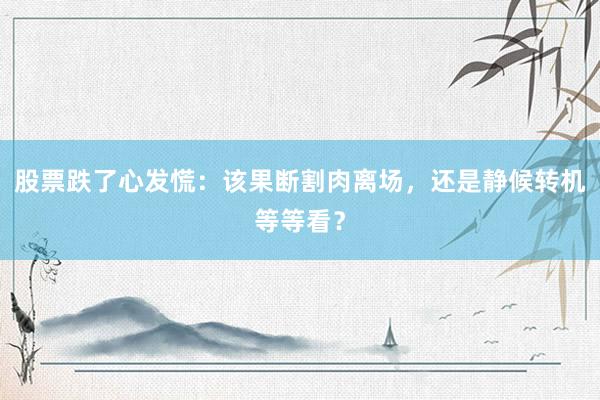 股票跌了心发慌：该果断割肉离场，还是静候转机等等看？