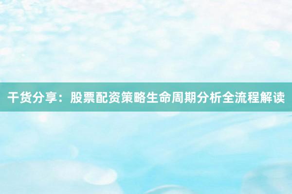 干货分享：股票配资策略生命周期分析全流程解读