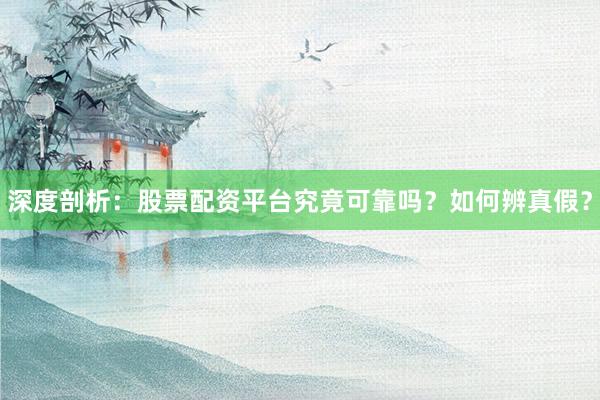 深度剖析：股票配资平台究竟可靠吗？如何辨真假？