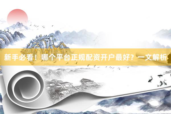 新手必看!哪个平台正规配资开户最好?一文解析