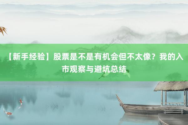 【新手经验】股票是不是有机会但不太像？我的入市观察与避坑总结