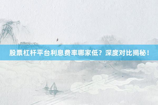 股票杠杆平台利息费率哪家低？深度对比揭秘！