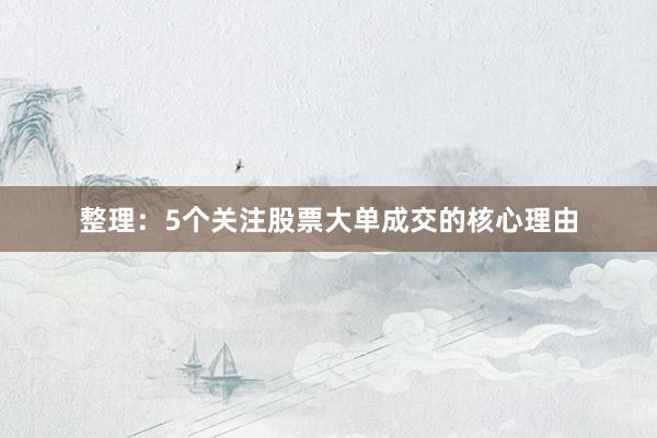 整理：5个关注股票大单成交的核心理由