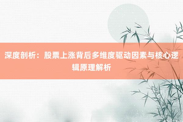 深度剖析：股票上涨背后多维度驱动因素与核心逻辑原理解析
