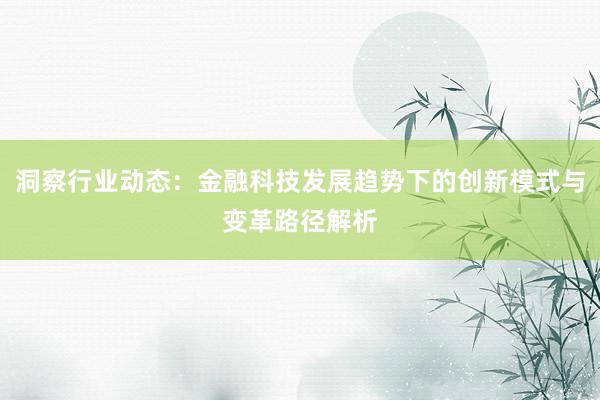 洞察行业动态：金融科技发展趋势下的创新模式与变革路径解析